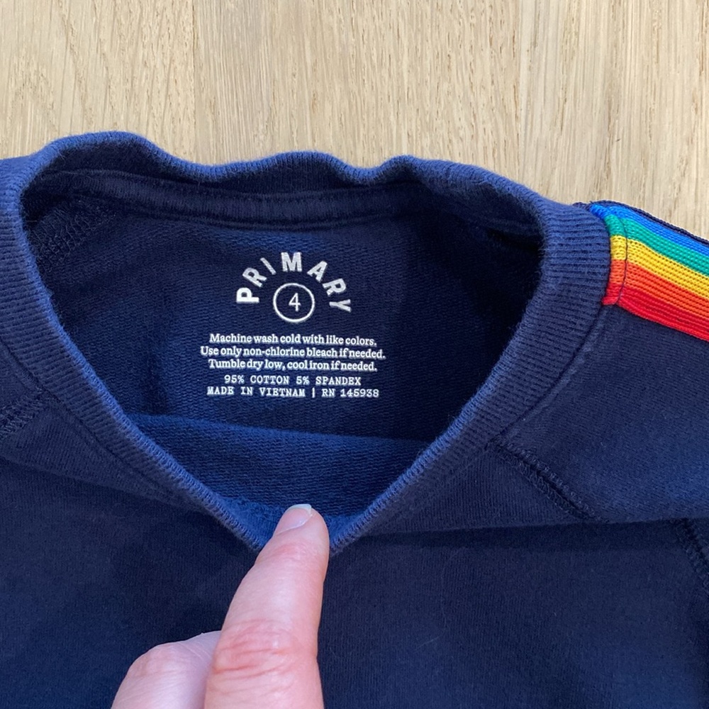 Primary Navy pocket dress with rainbow sleeves - Picture 3 of 3